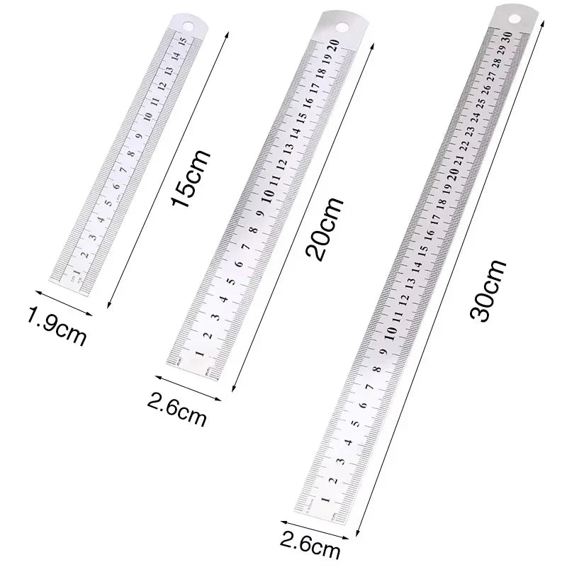 Stainless Steel Double-Sided Precision Straight Ruler – Metric