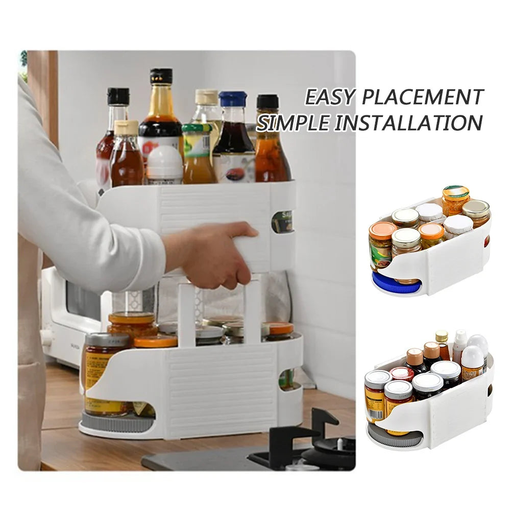 360° Rotating Kitchen Turntable Organizer | Fridge Spice Rack