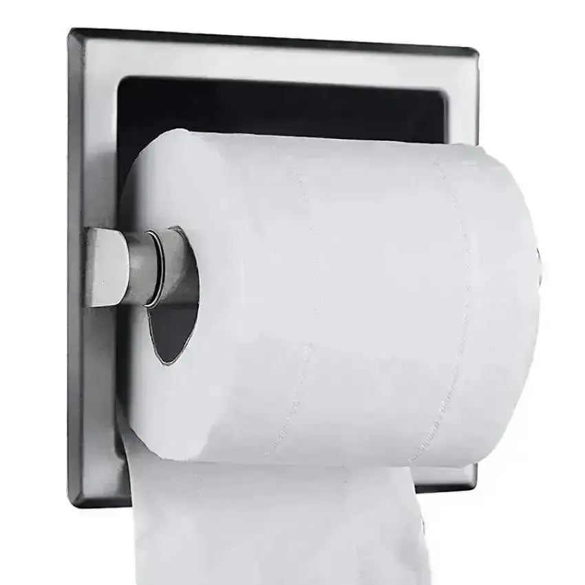Black Recessed Wall Mount Toilet Paper Holder | Stainless Steel