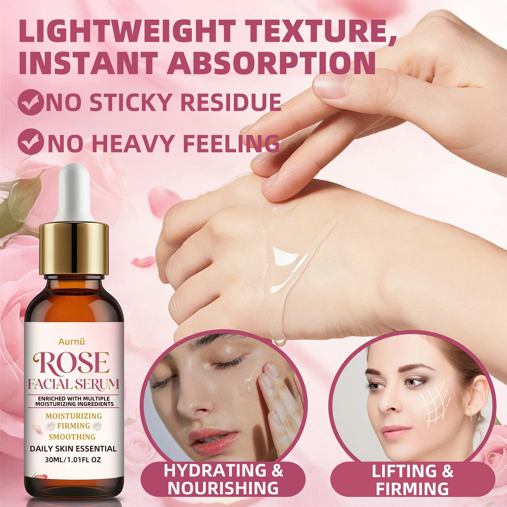 Aurnü Rose Facial Serum – Hydrating & Nourishing, All Skin Types