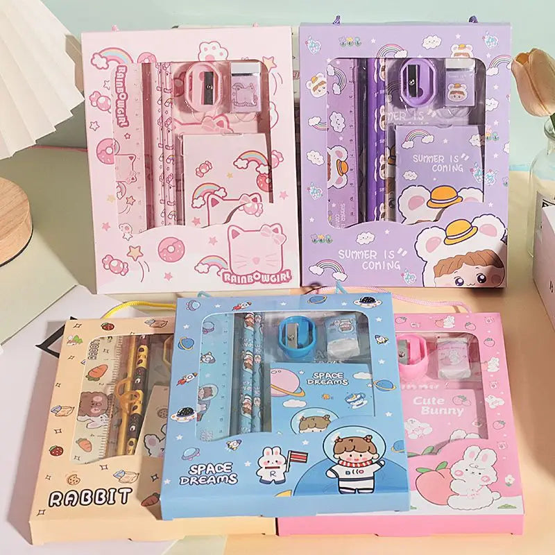 Stationery School Students Six-piece Box Pencil Eraser Supplies