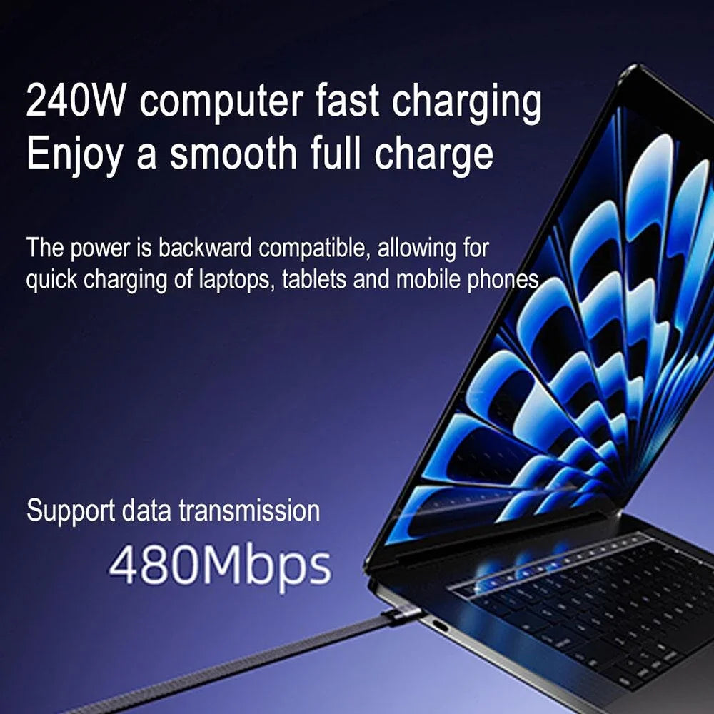 2-in-1 240W USB-C Fast Charging Cable & Foldable Phone Stand