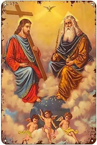 Vintage Catholic Holy Icon Tin Metal Sign – Retro Wall Art