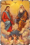 Vintage Catholic Holy Icon Tin Metal Sign – Retro Wall Art