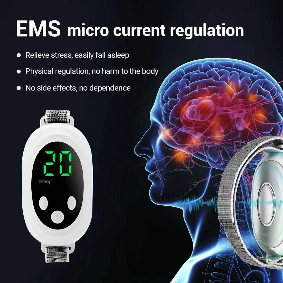 Handheld Microcurrent Sleep Aid Device | 20-Level EMS Relaxation