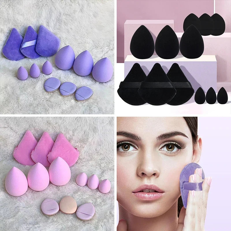 12 Powder Puff Face Triangle Makeup Sponge Soft Velour Puffs Loose