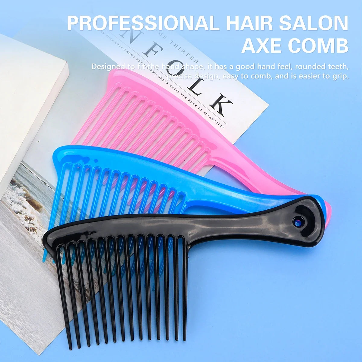 Wide Tooth Comb for Curly & Wet Hair | Salon Detangling Comb