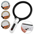 135mm LED Handheld Magnifying Glass – Tri-Color, 5–10x Zoom