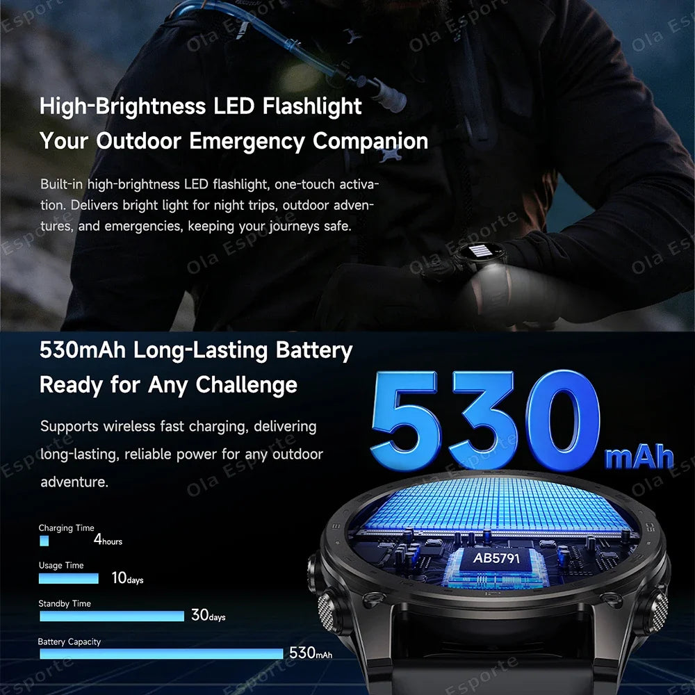 Ola Esporte HW12 Military Smart Watch | Bluetooth Call AMOLED