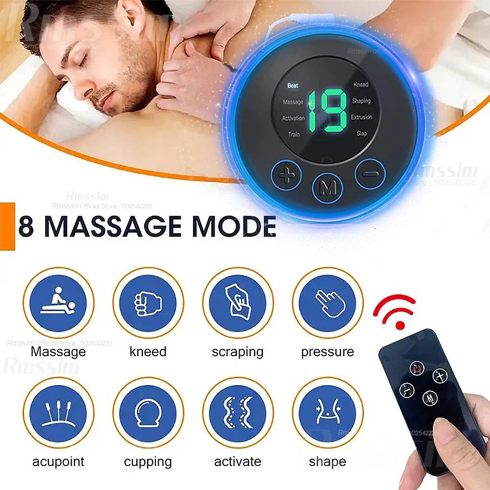 EMS Neck & Back Massager | LCD, 8 Modes, 19 Levels | Rmssim