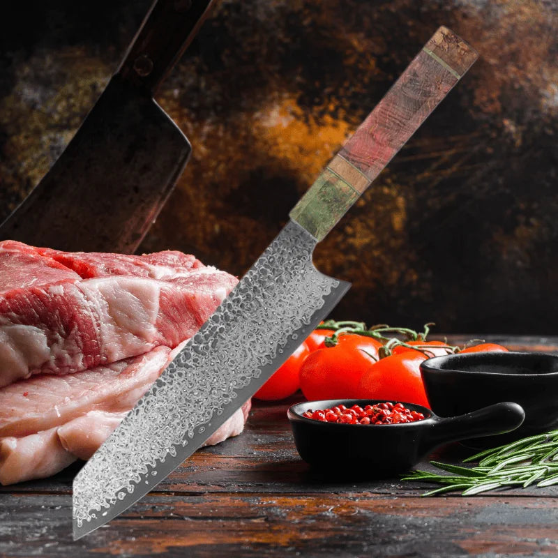 8-Inch Damascus Nakiri Chef Knife – 67-Layer Japanese VG10 Steel