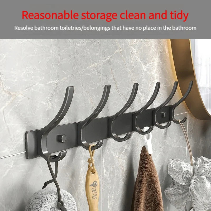 YUNJIEYA 6-Hook Aluminum Wall Hanger | Black White Gun Grey
