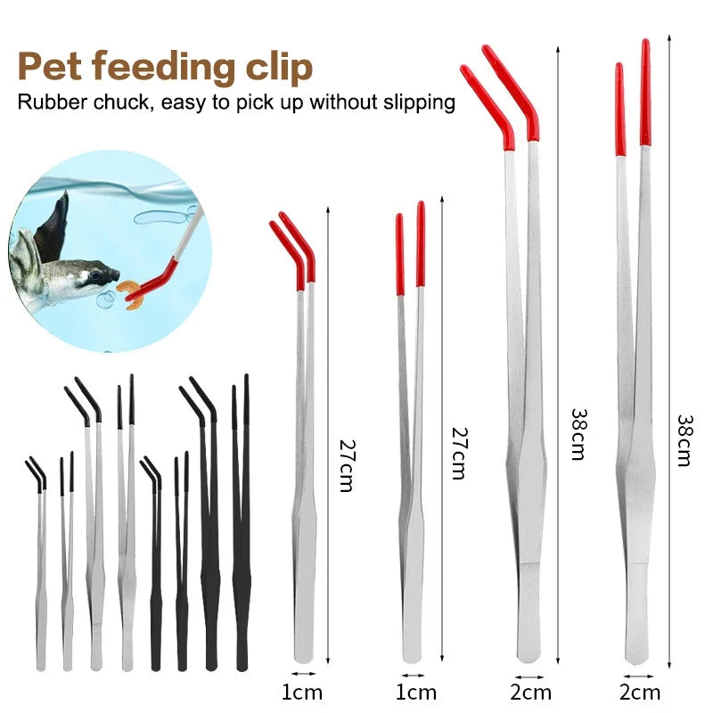 Reptile Feeding Tongs with Rubber Tips – Straight & Curved Tweezers