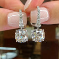 Huitan Crystal CZ Dangle Earrings – Silver Geometric Drop