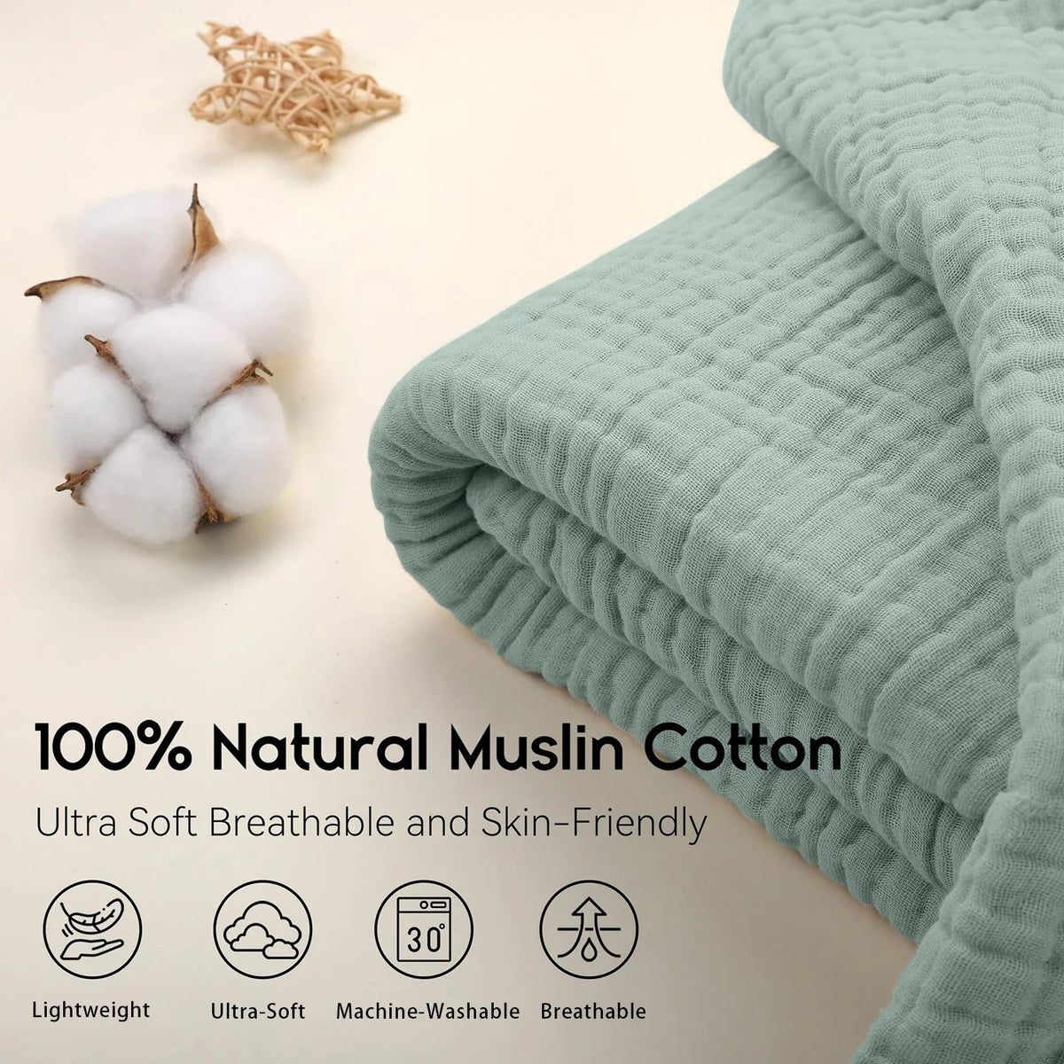Battilo 6-Layer Muslin Cotton Throw Blanket | Boho Sofa & Bed