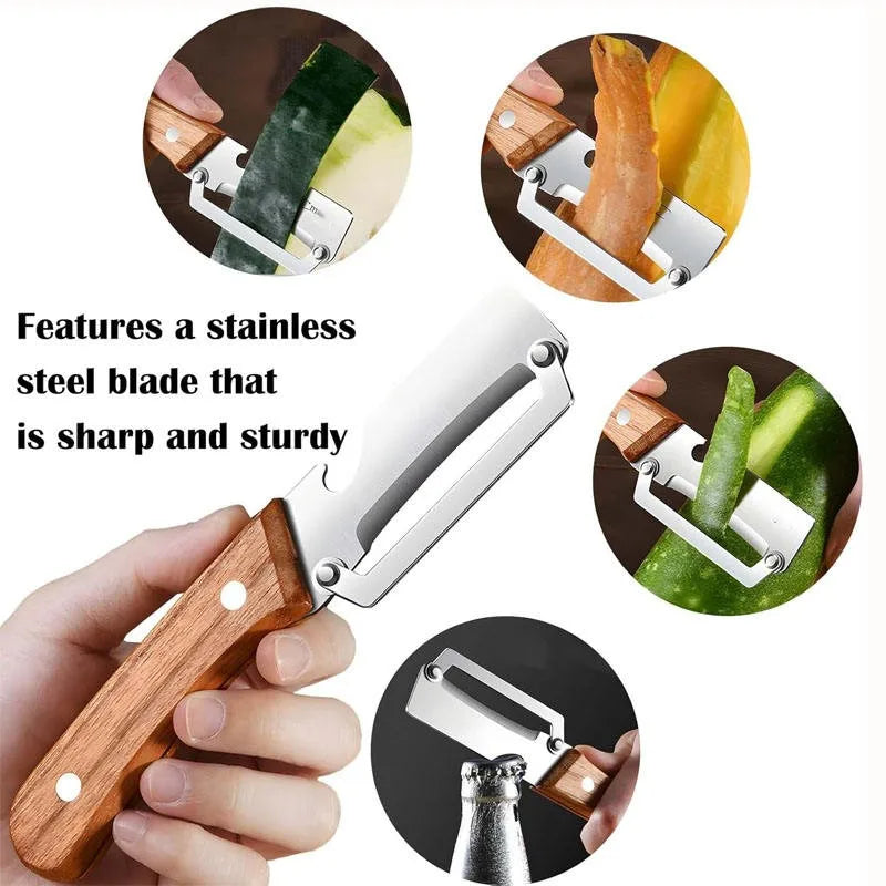 Stainless Steel Peeler Oak Wooden Handle | 1/3/5 Pack