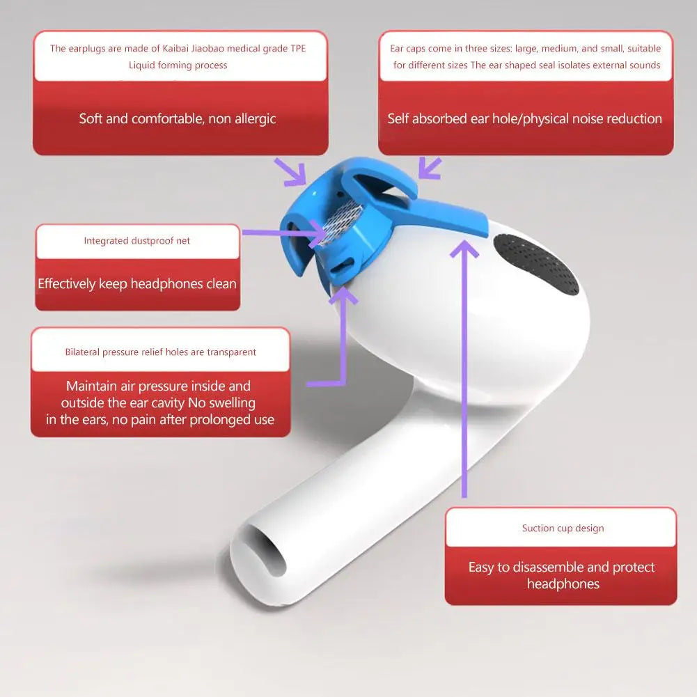 Silicone Ear Tips for AirPods 4 – Anti-Slip, 3 Sizes