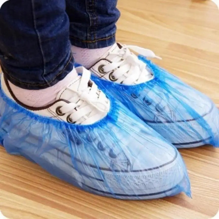 100-Pack Disposable Waterproof Shoe Covers – Non-Slip Overshoes