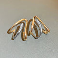 Huitan Two-Tone Metal Stud Earrings | Geometric Fashion Jewelry