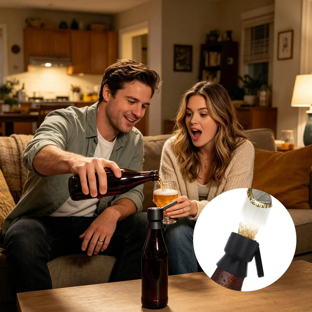 Funny Push-Down Bottle Opener – Caps Launcher for Parties