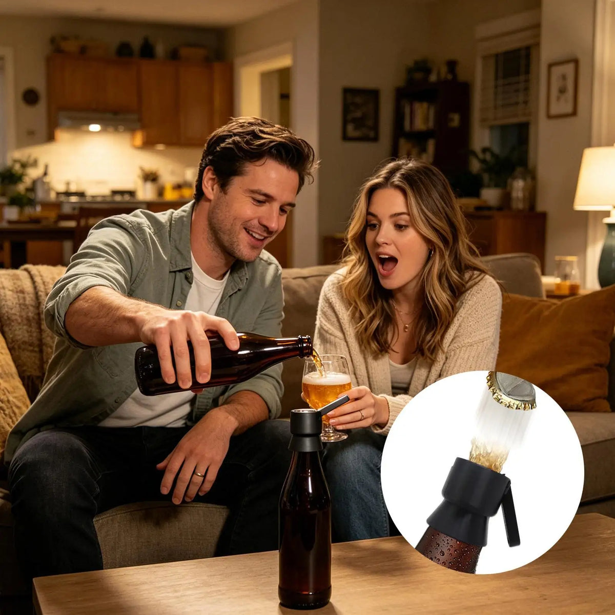Funny Push-Down Bottle Opener – Caps Launcher for Parties