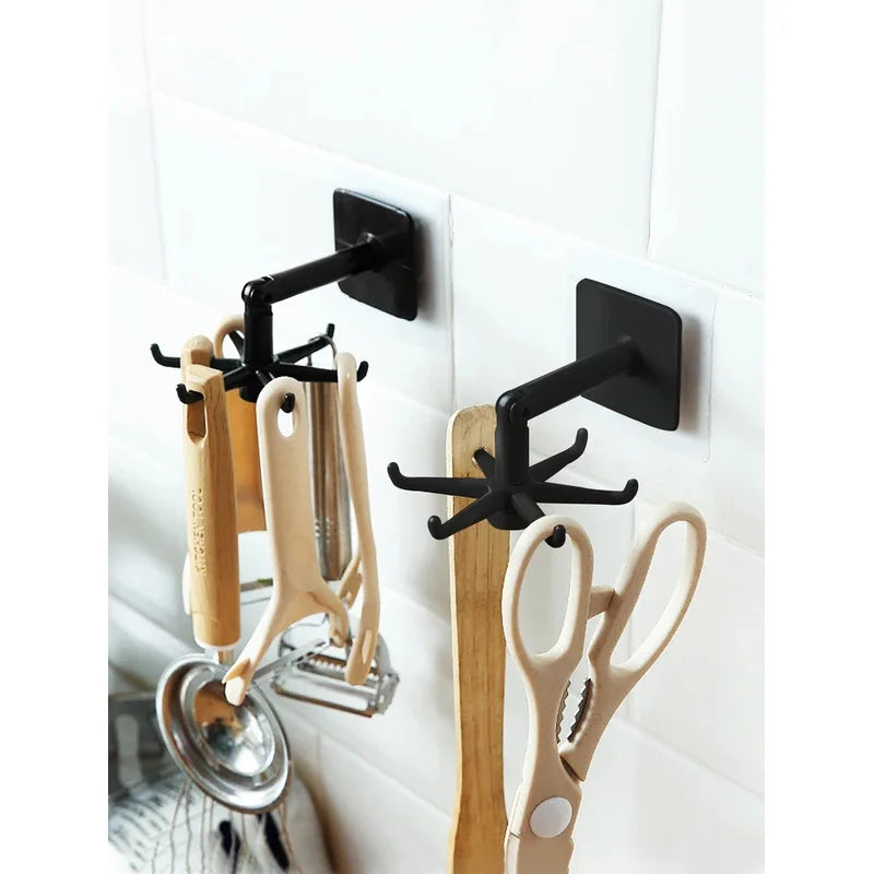 Rotating No-Drill Wall-Mounted Kitchen Hooks Rack | 5/10 Pcs