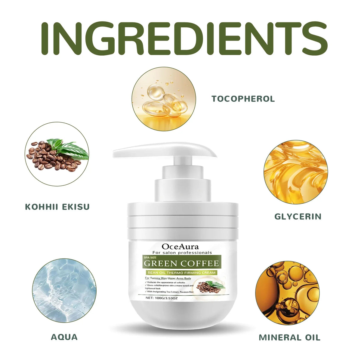 OceAura Green Coffee Body Cream | Firming & Moisturizing Lotion