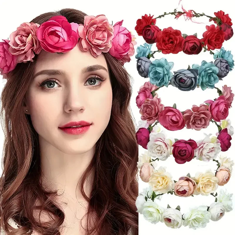 Simulation Flower Seaside Vacation Wreath Headband Women Hair
