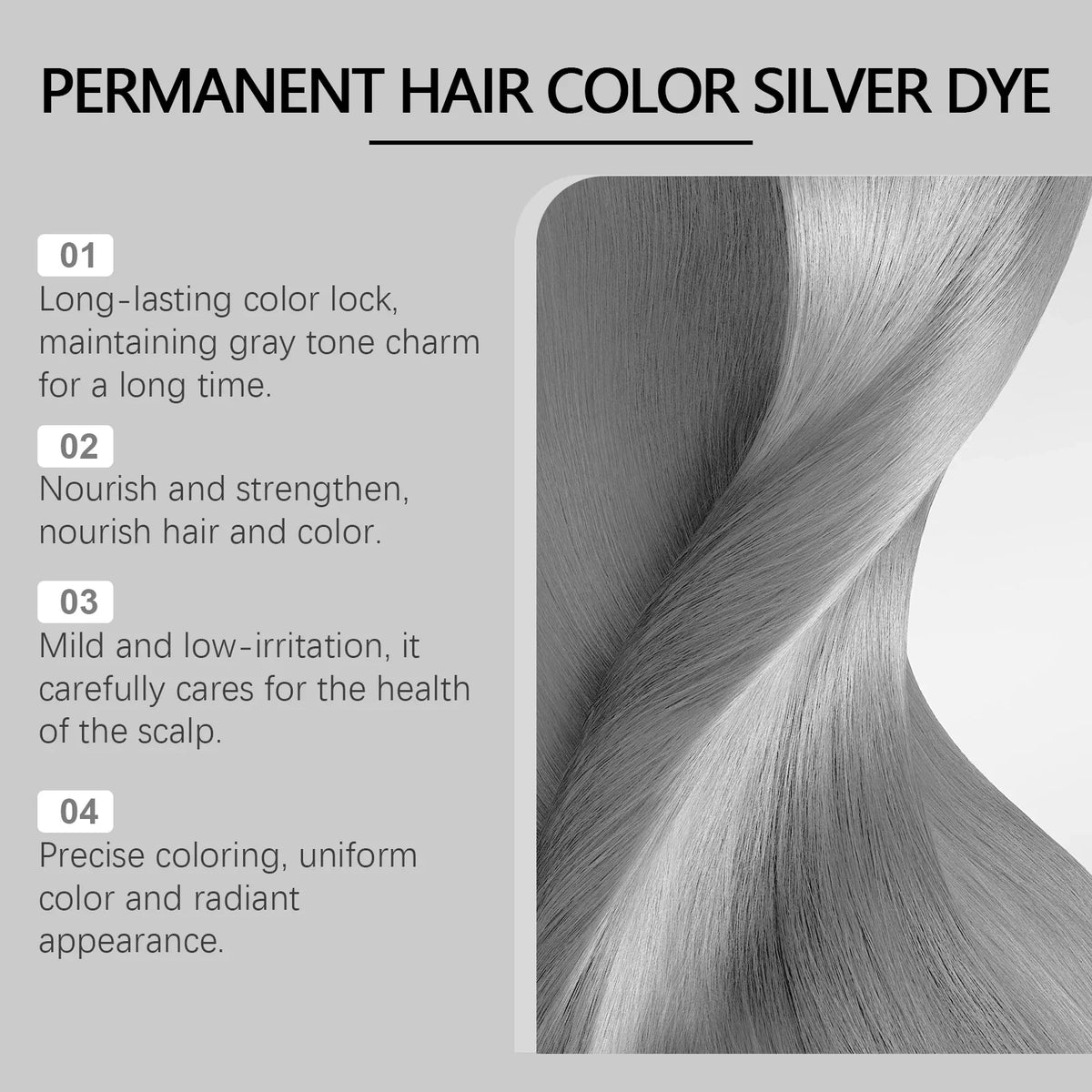 HOEGOA Silver Grey Permanent Hair Dye Color Wax Cream 100g