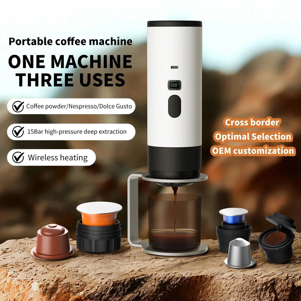 HOMEFISH Portable Wireless Capsule Coffee Machine 15BAR 3-in-1