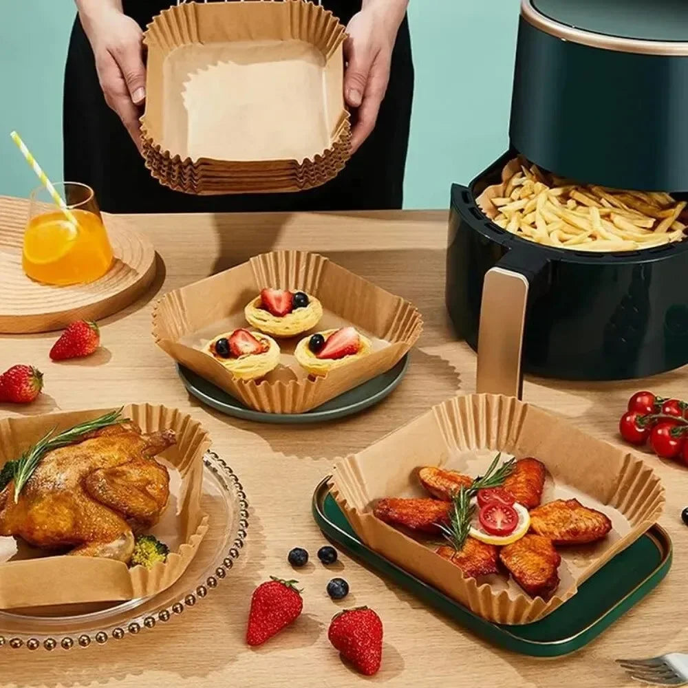 Disposable Air Fryer Paper Liners | Non-Stick Baking Mats 30/50 PCS