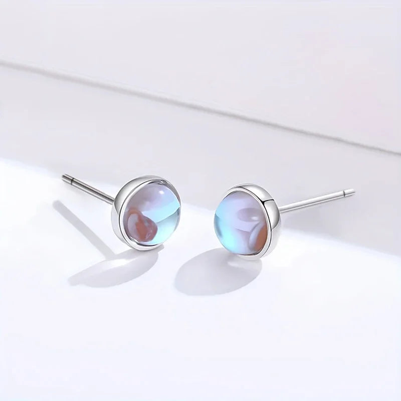 Huitan Imitation Moonstone Stud Earrings – Dainty Women's Studs