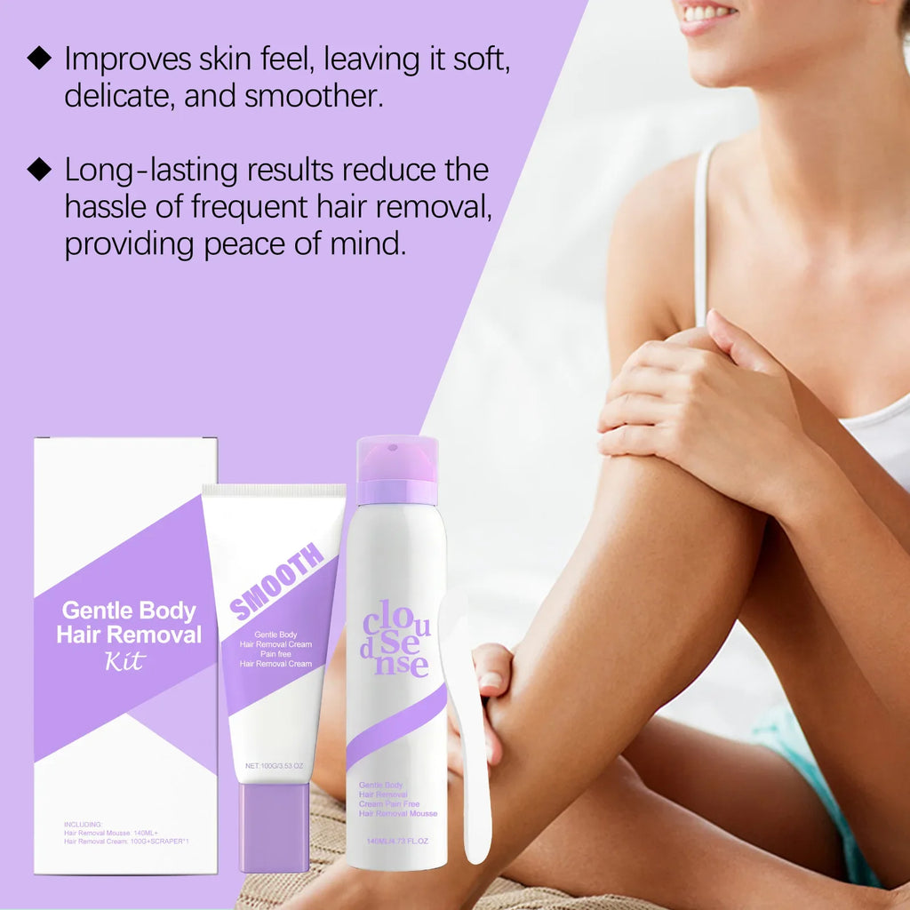 3-in-1 Full Body Hair Removal Kit – Cream, Mousse & Scraper