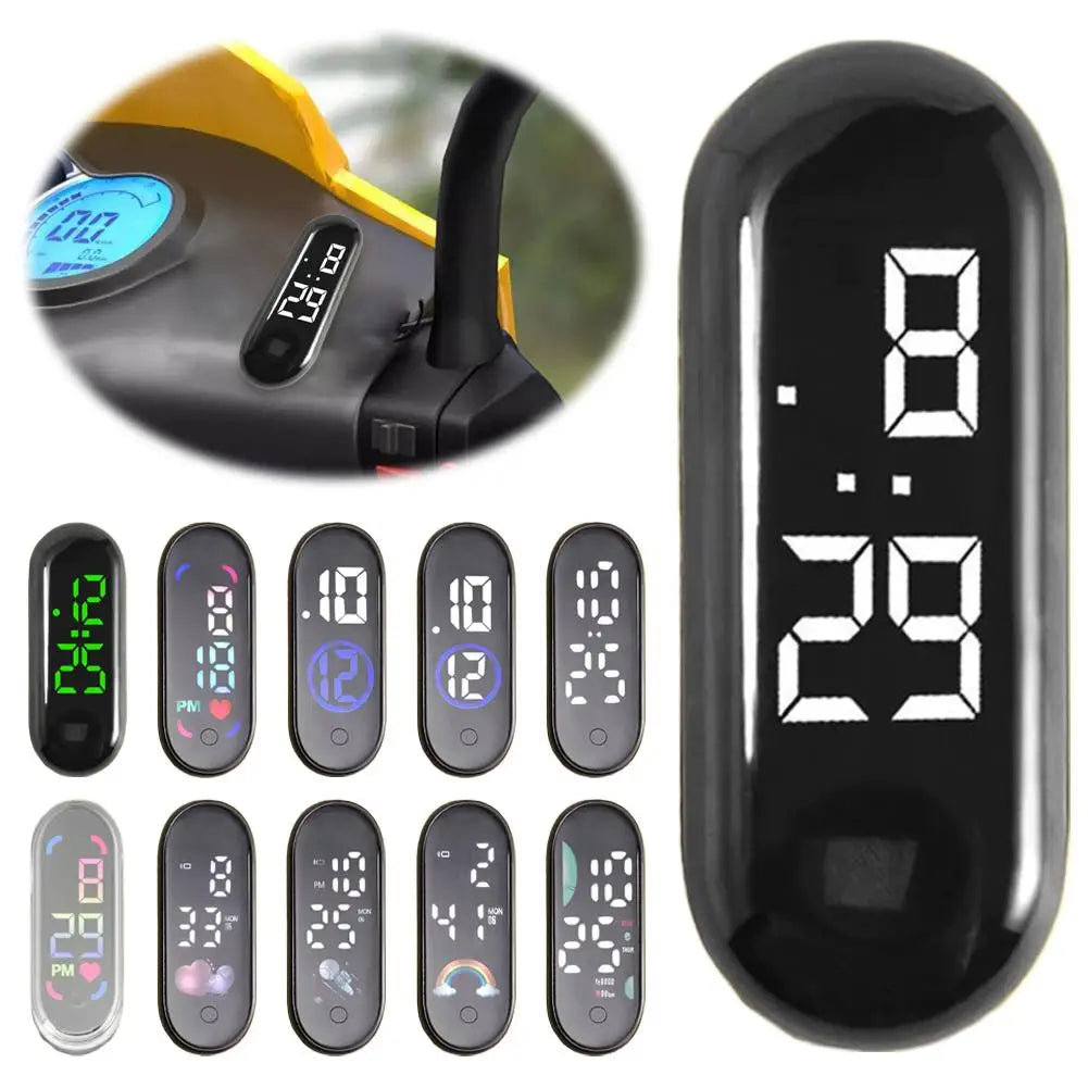 Luminous LED Mini Stick-On Car & Motorcycle Clock – Waterproof