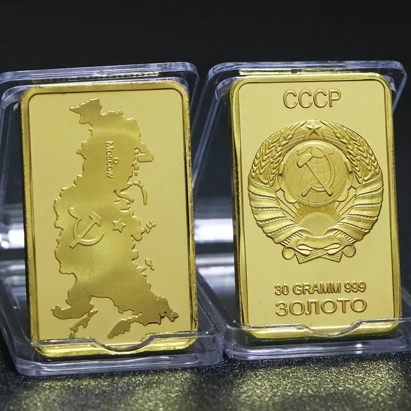 500 Euro Gold Plated Metal Bar – Soviet Commemorative Souvenir