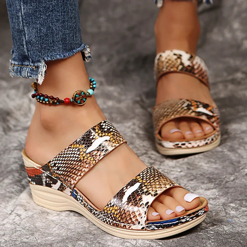 Leopard Print Wedge Platform Sandals – Women's Summer Shoes