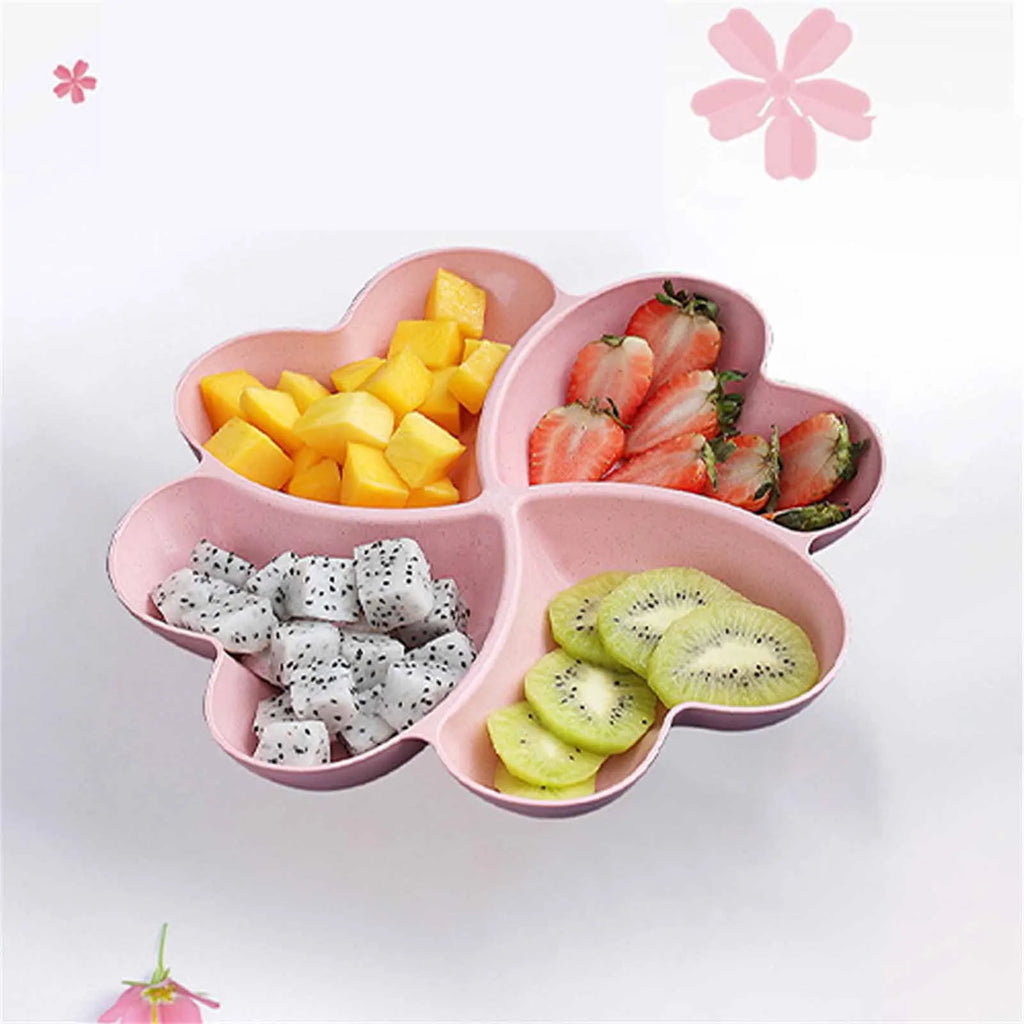 Four-Leaf Clover Snack Tray with Heart Compartments | Fruit Plate
