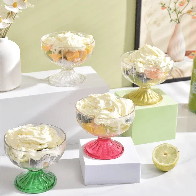 Transparent Salad Plates Clear Plastic Bowl Dessert Shake Goblet