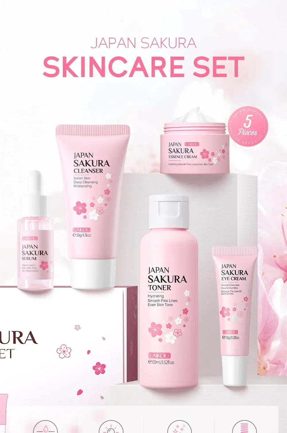 LAIKOU Sakura 5-Piece Skin Care Gift Set