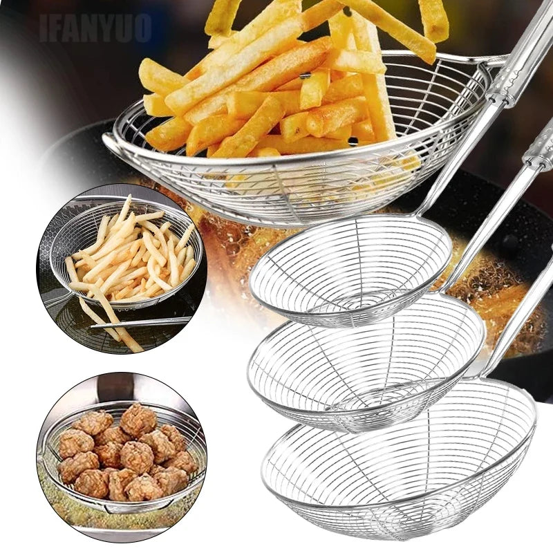 Stainless Steel Skimmer Ladle Strainer Spoon Solid Kitchen Tool Deep