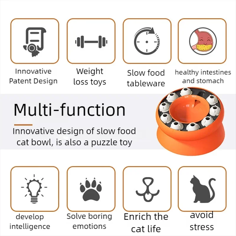 Cat Puzzle Slow Feeder Bowl | Elevated Interactive Cat Toy