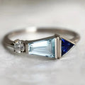 Huitan Blue CZ Geometric Ring – Women's Fashion Jewelry