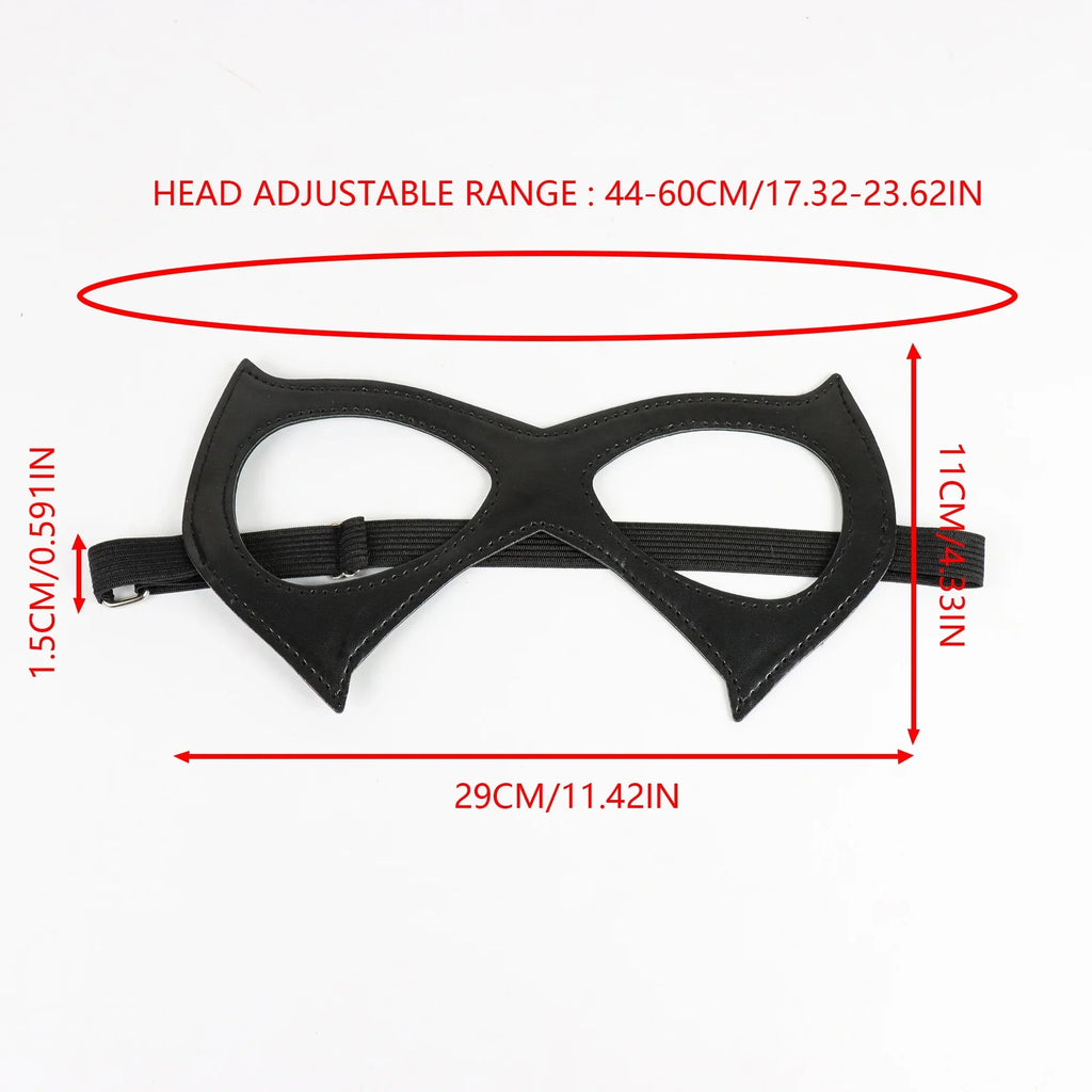 Half Face Cat Eye Costume Mask Woman Black Leather Masquerade