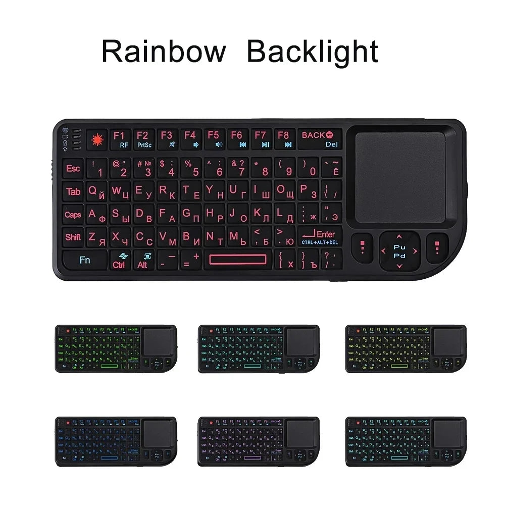 AyeBeau RGB Mini Wireless Keyboard Touchpad | French Spanish Russian