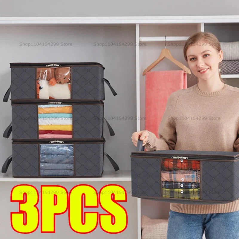 Foldable Blanket & Clothes Storage Bags | 3-Layer Non-Woven