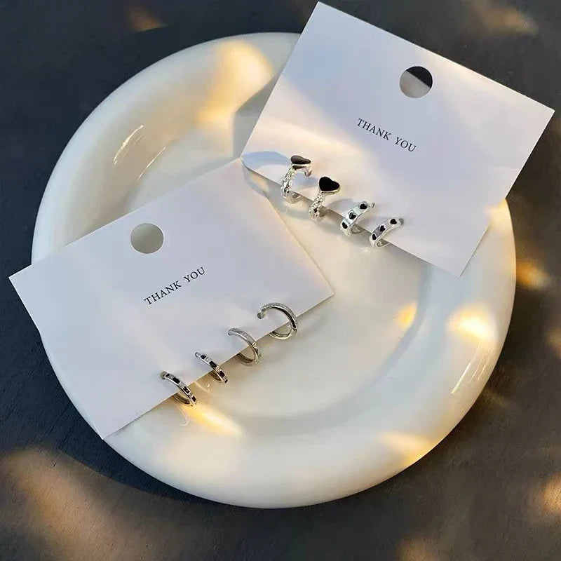 4-Piece Crystal Hoop Earrings Set – Copper Daily Wear Jewelry