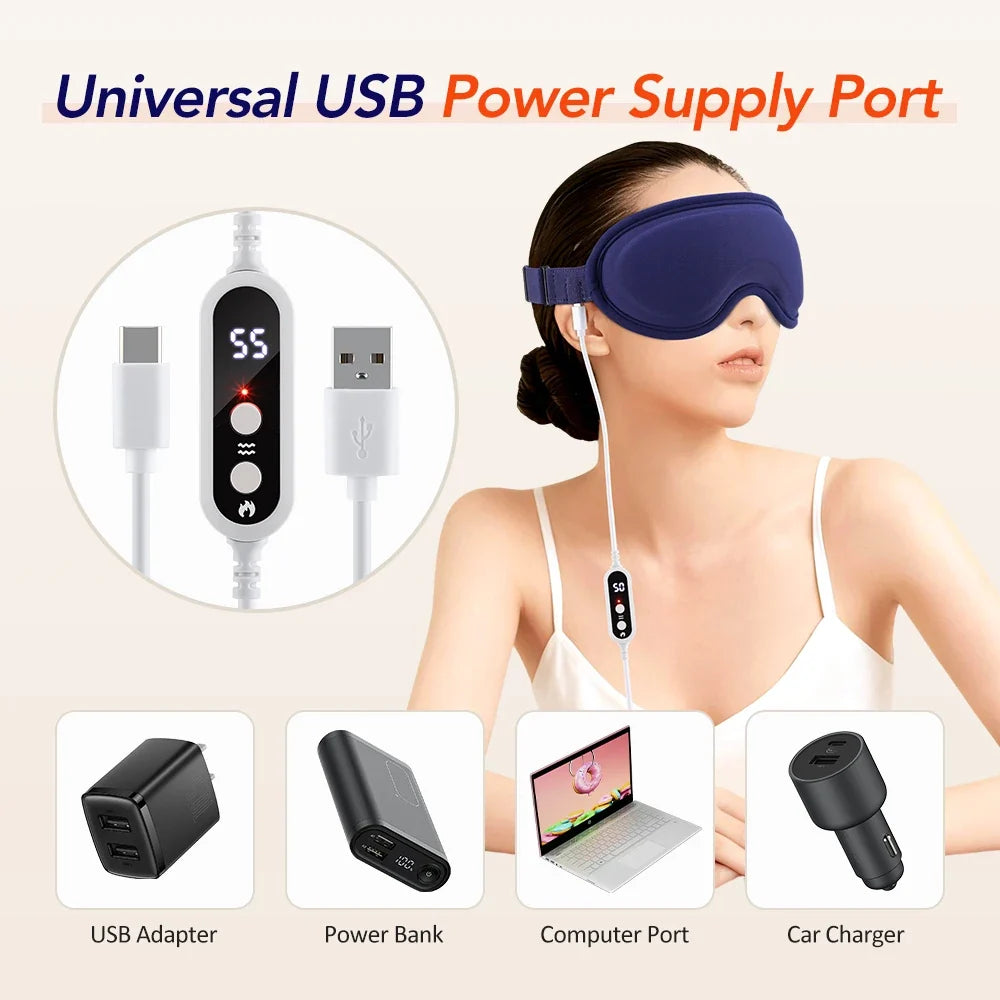 Heated Eye Mask Vibration Massage USB | Eye Strain Relief