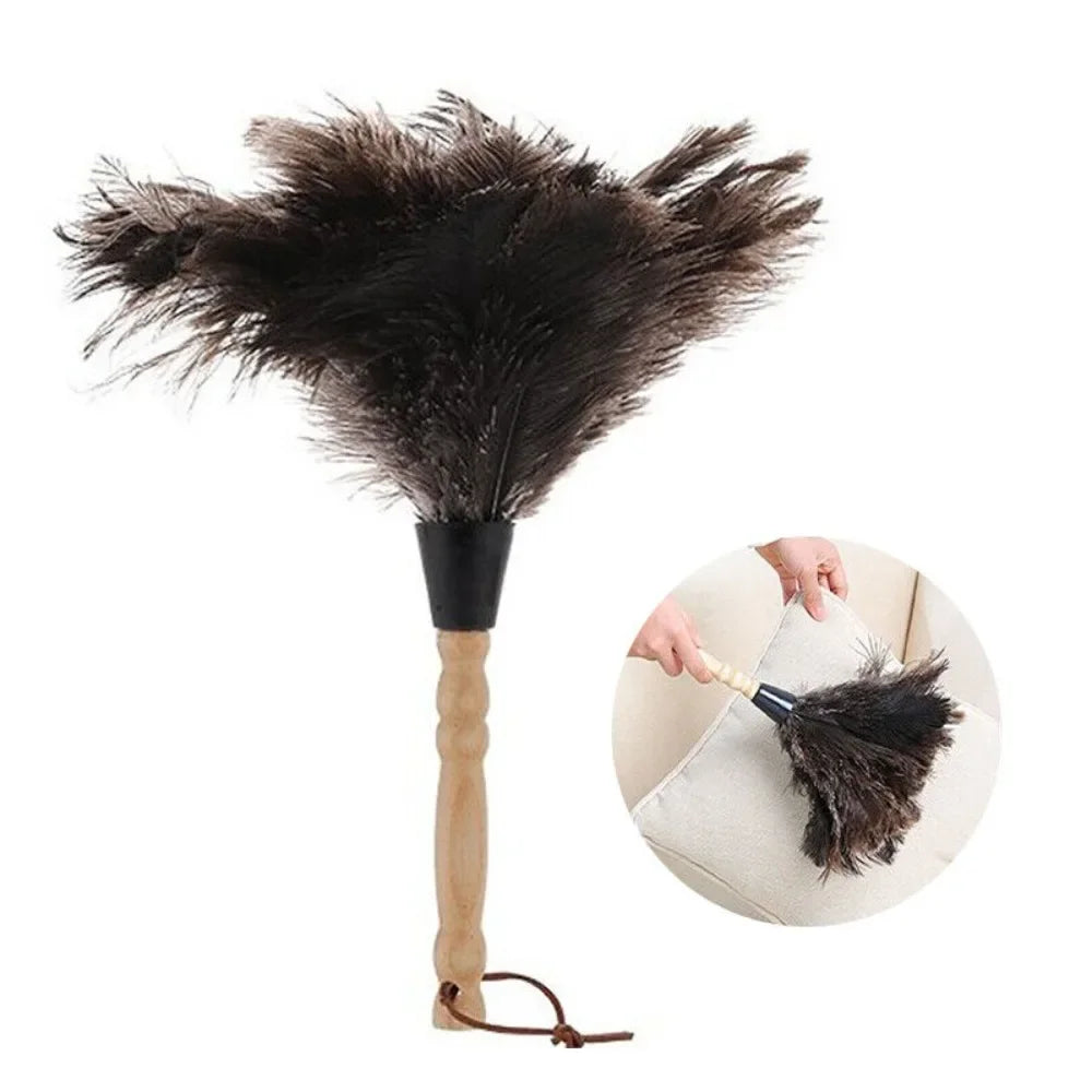 Ostrich Feather Duster Wooden Handle – Anti-Static Home Duster