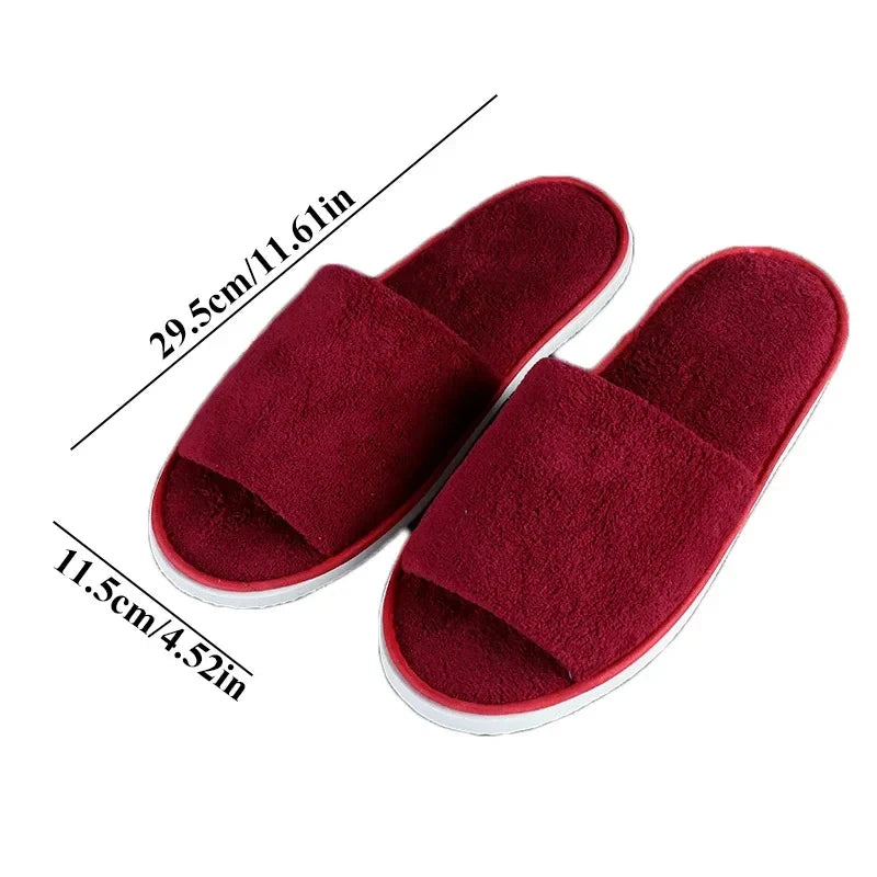 Soft Coral Fleece Disposable Hotel Slippers | Non-Slip Unisex