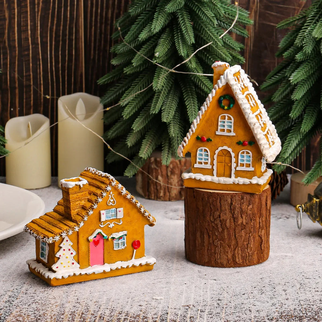 Christmas Resin Small Houses Micro-landscape LED Illuminated House